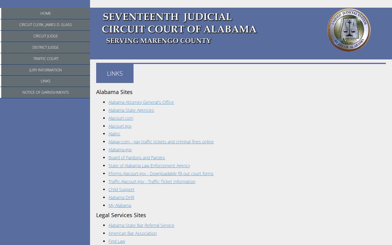 Marengo County case lookup official clerk links