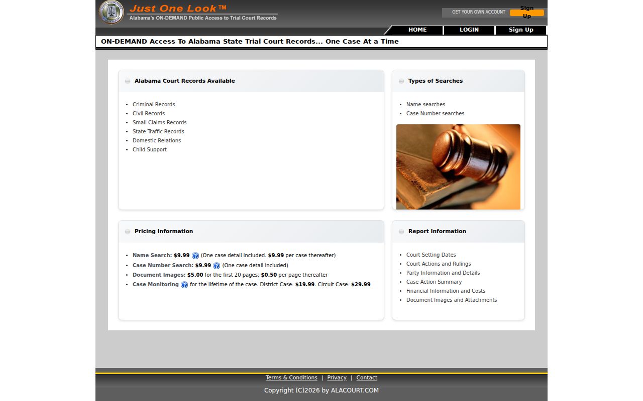 Marengo County case lookup through Just One Look