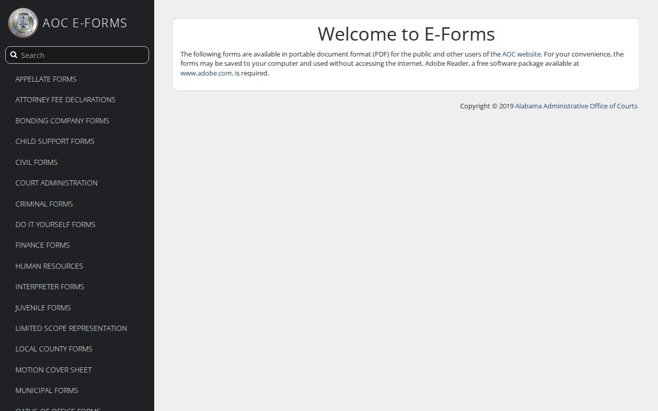Marengo County case lookup supporting Alabama eForms