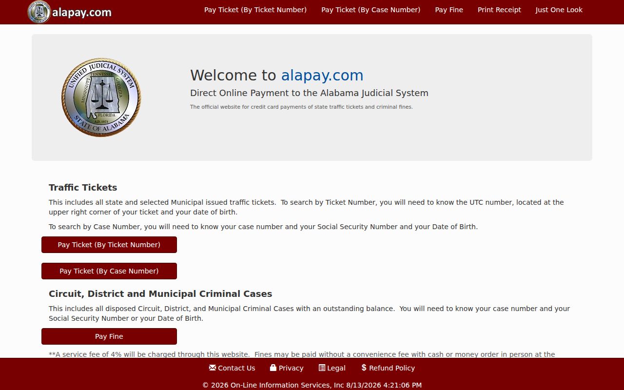Marengo County traffic ticket AlaPay payment portal